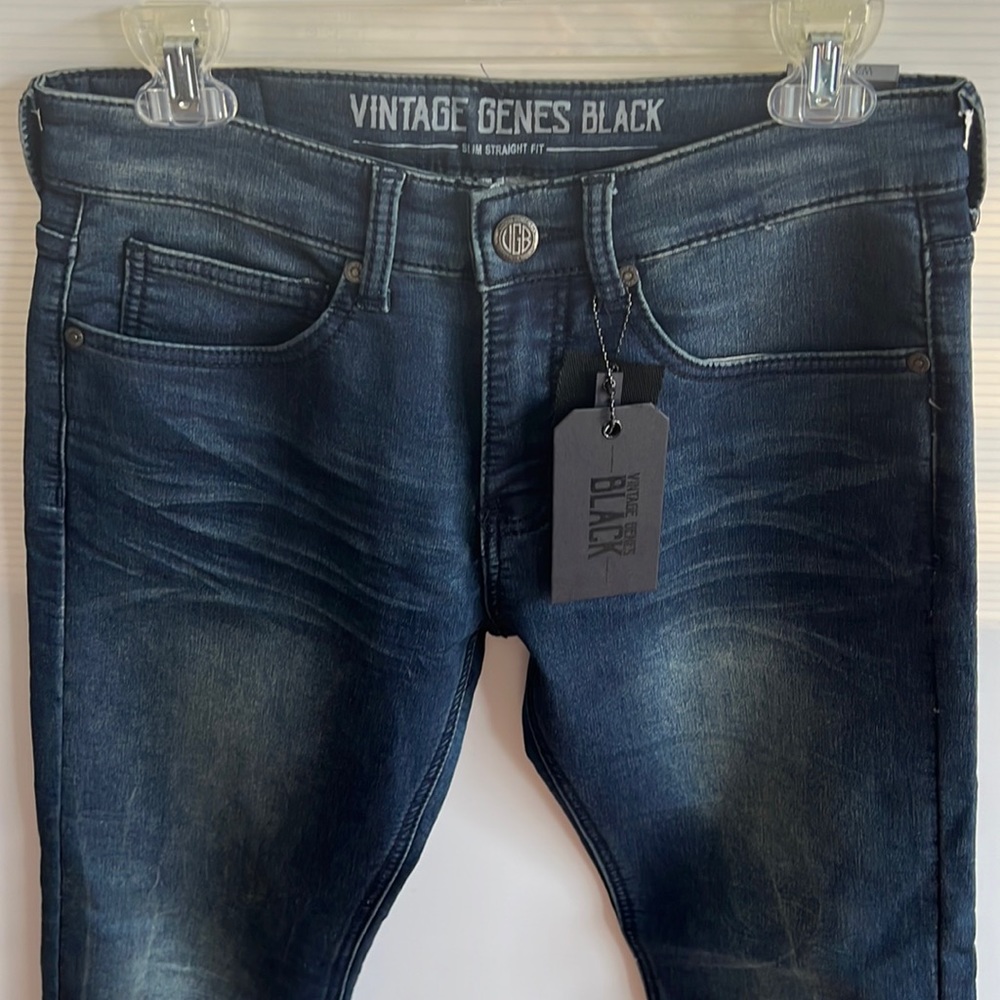 NWT Vintage Genes Black size 28 blue slim straight jeans